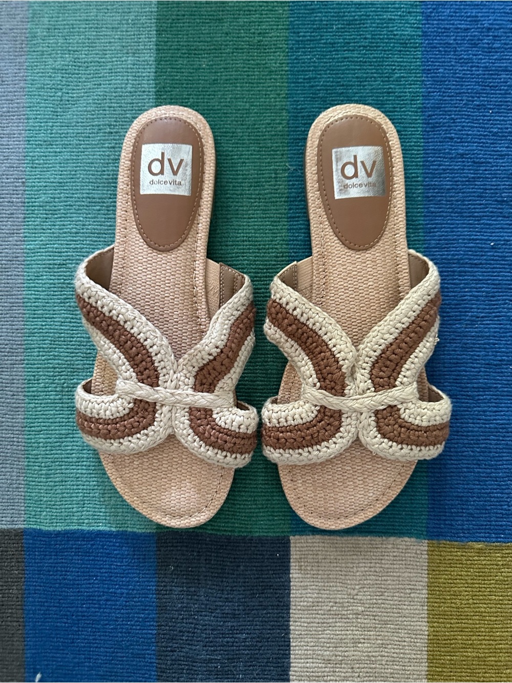 Dolce Vita ivory/brown knitted sandals